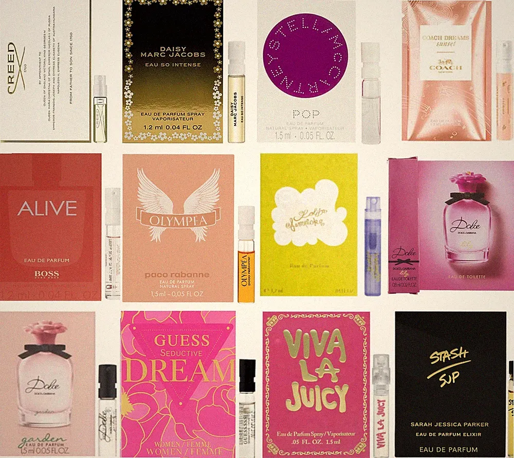 Women's Designer Perfume Sampler Set x 12 Sample Vials gift pouch